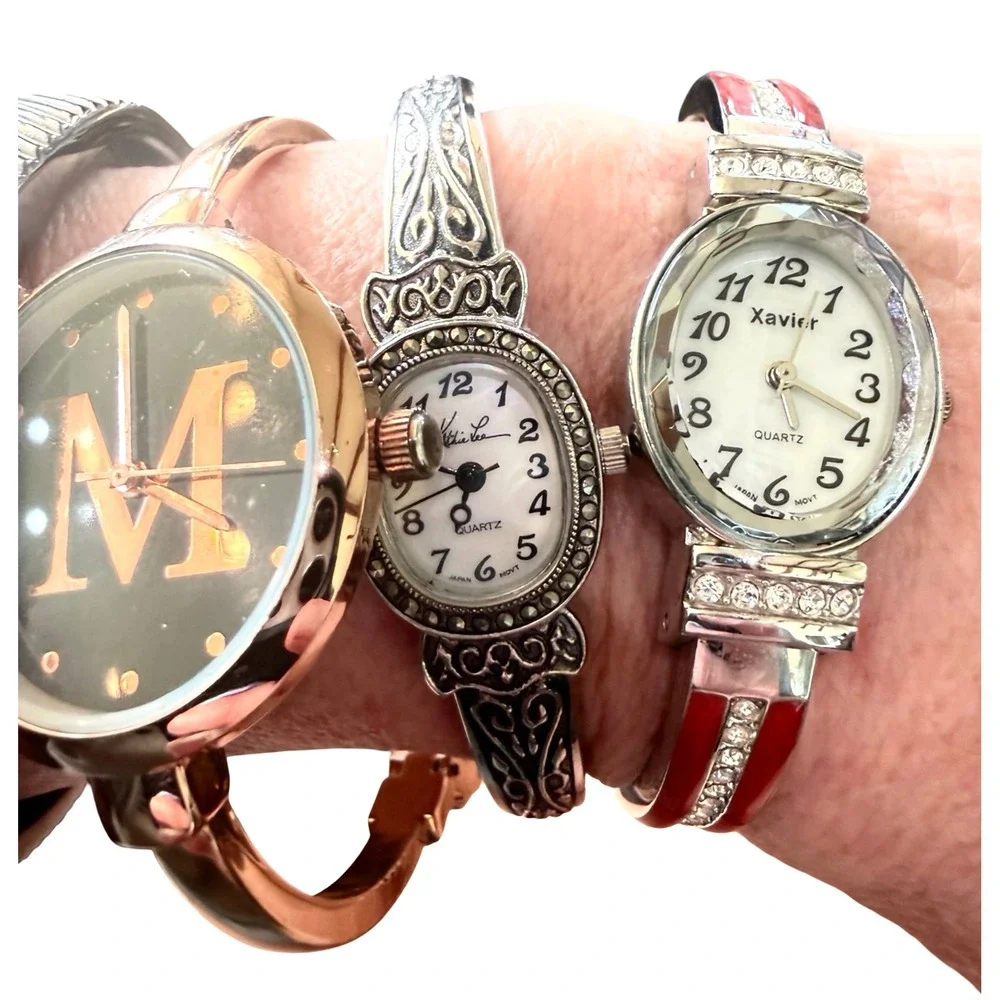 Lot of 4 Women's Statement Cuff Watches  Kathie Lee Xavier Monogram Wrap